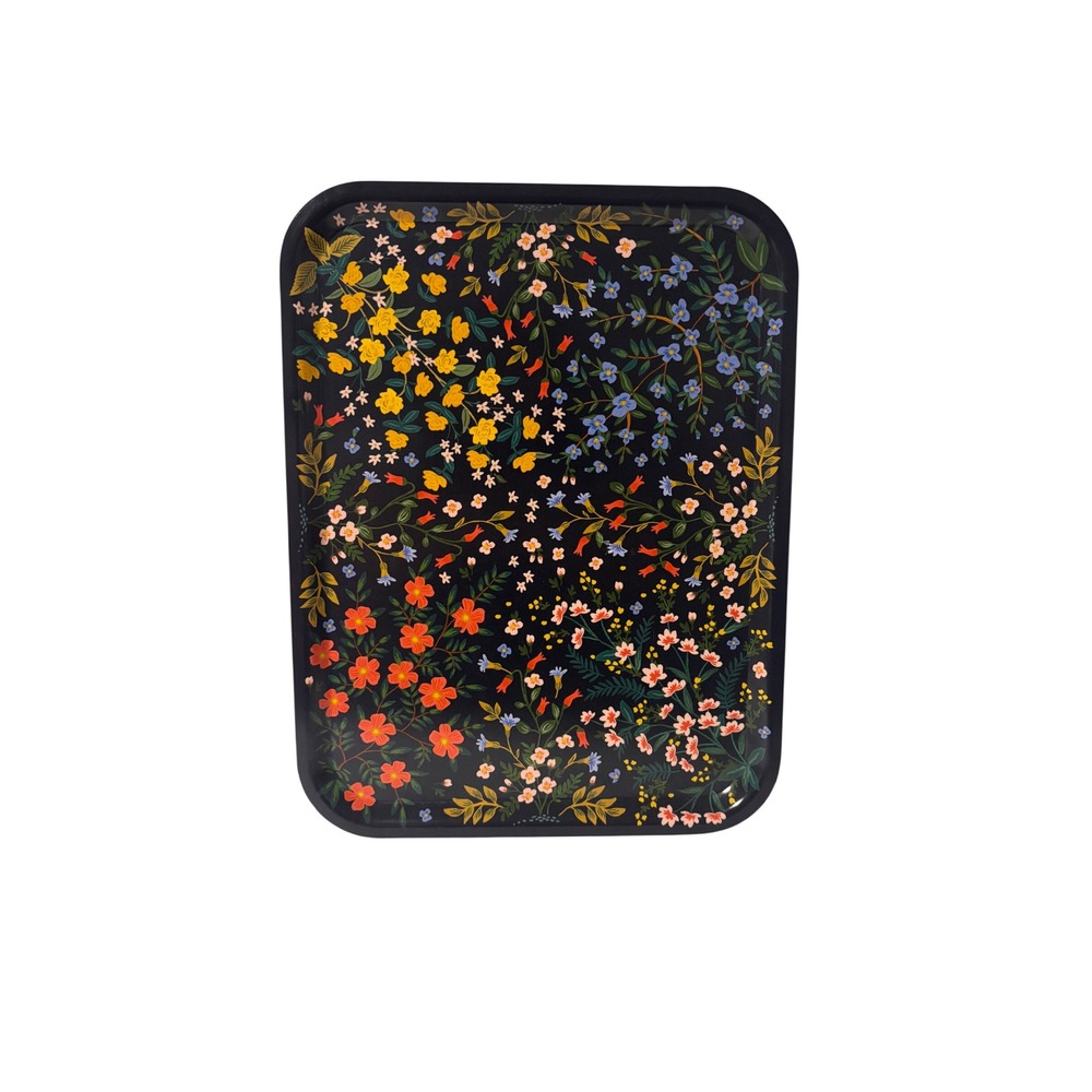 Rifle Paper Co Wildwood Birch Wood Serving Tray Black Floral Handmade Sweden